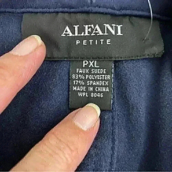 Alfani Jacket Women's PXL (Petite X-Large) Modern Navy Pleather Open Front NWT - Picture 6 of 8